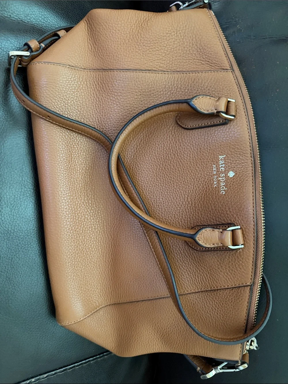 kate spade Tan Pebbled Leather Satchel with Removable Strap